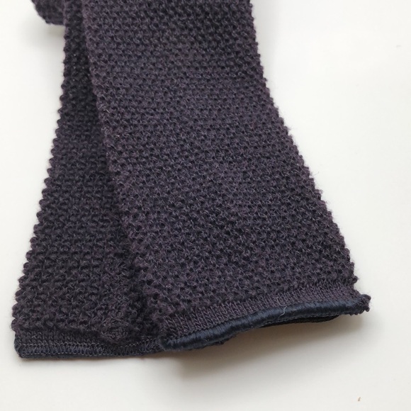 Retro Knit Textured Slim Tie Square Profile VTG Marshall Field’s Dark Blue - Picture 2 of 6